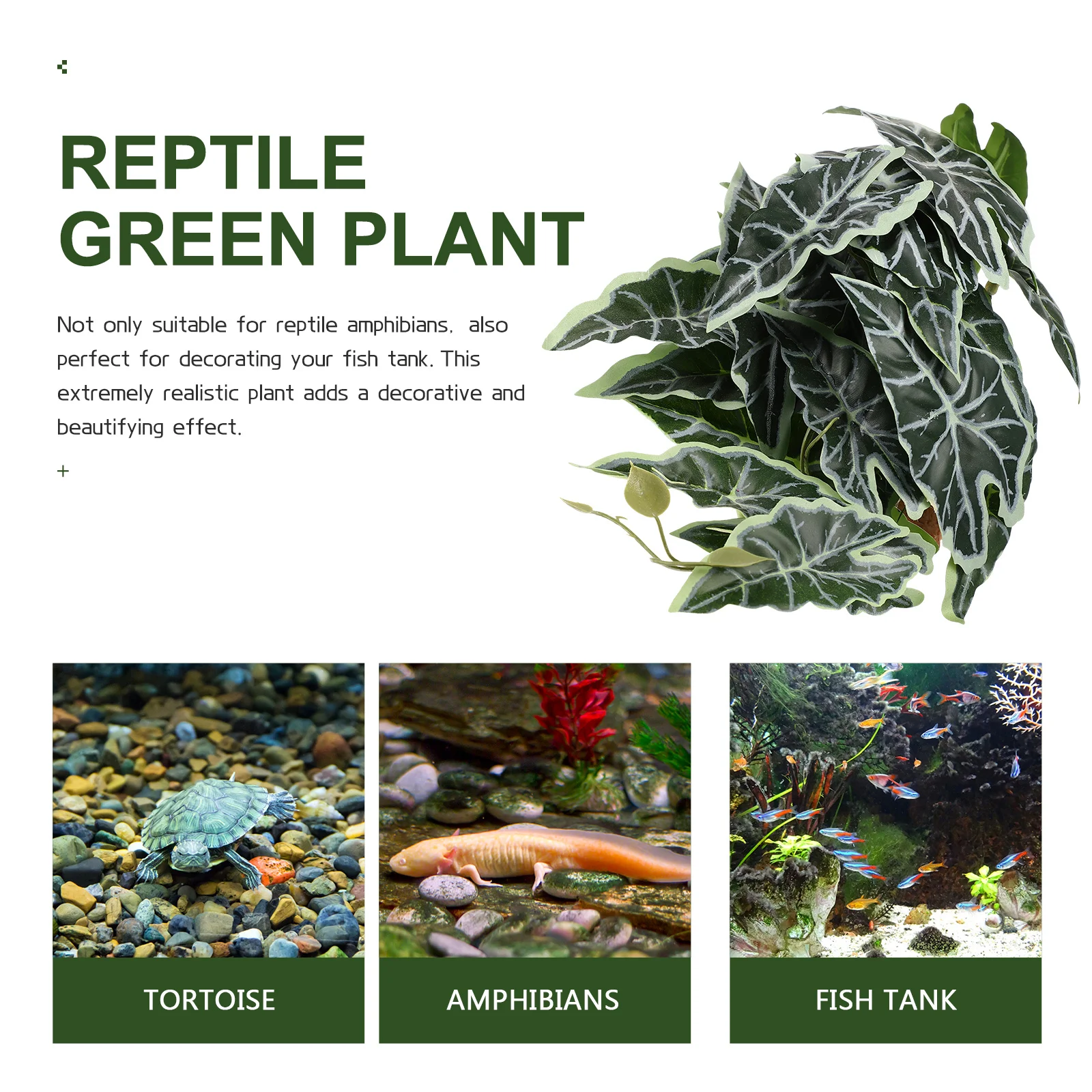 

Reptile Box Plants Artificial Resin Plastic Terrarium Landscape Decor Green Reptile Plant Durable Hide Spot Terrarium Plant