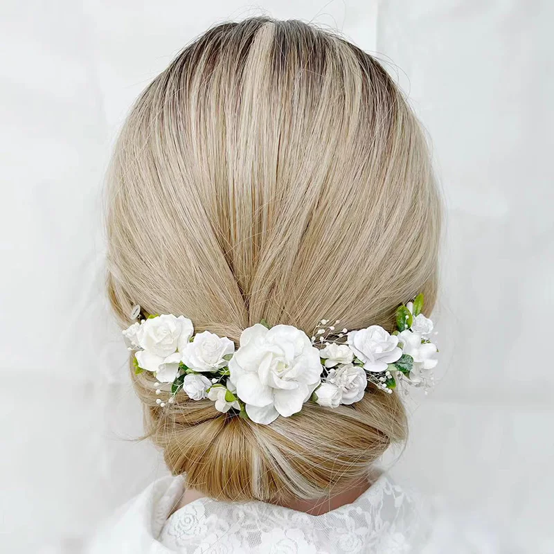 Dried Baby's Breath Bridal Hair Vine with White Flowers Wedding Headpiece Vintage