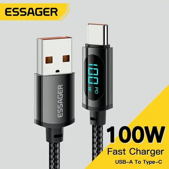 Essager USB C 타입 케이블, 화웨이 아너, 샤오미, 삼성 슈퍼 차지, 66W, 100W 고속 충전, USB C 충전기, 데이터 케이블 와이어 코드 