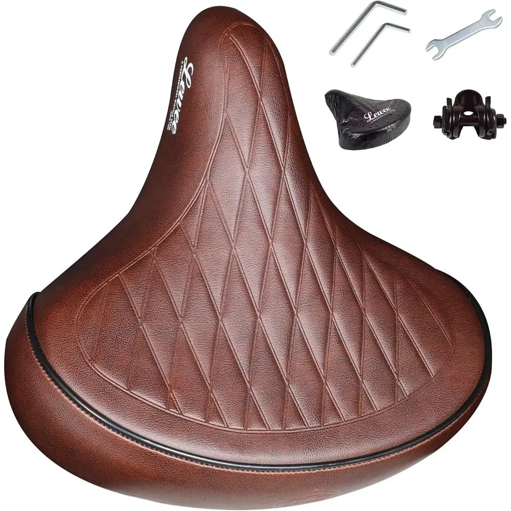 

Сиденье для велосипеда-круизера, сверхширокое велосипедное сиденье с подушкой, удобное сиденье для горного велосипеда, винтажное кожаное сиденье для пляжного велосипеда, велосипедное сиденье