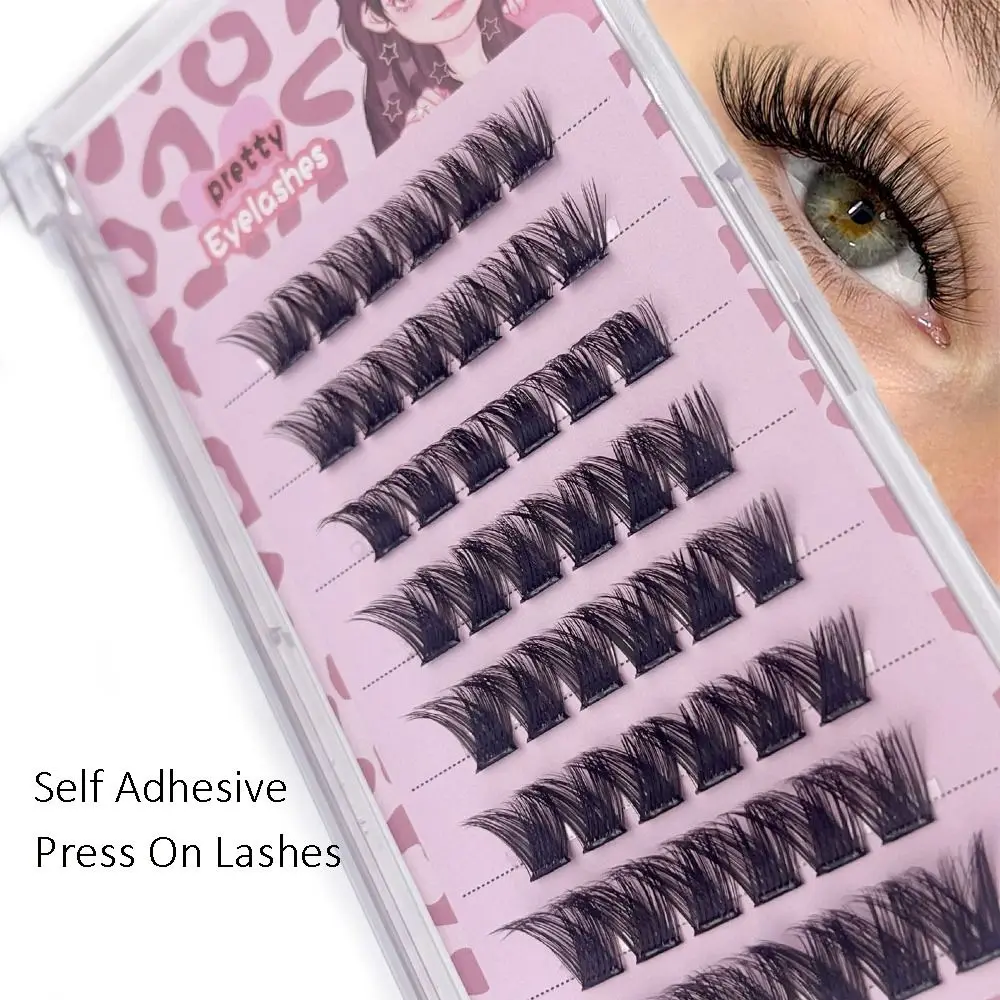 Clusters de cílios autoadesivos autoadesivos, sem necessidade de cola, prensa em cílios naturais finos, reutilizáveis, pré-colados