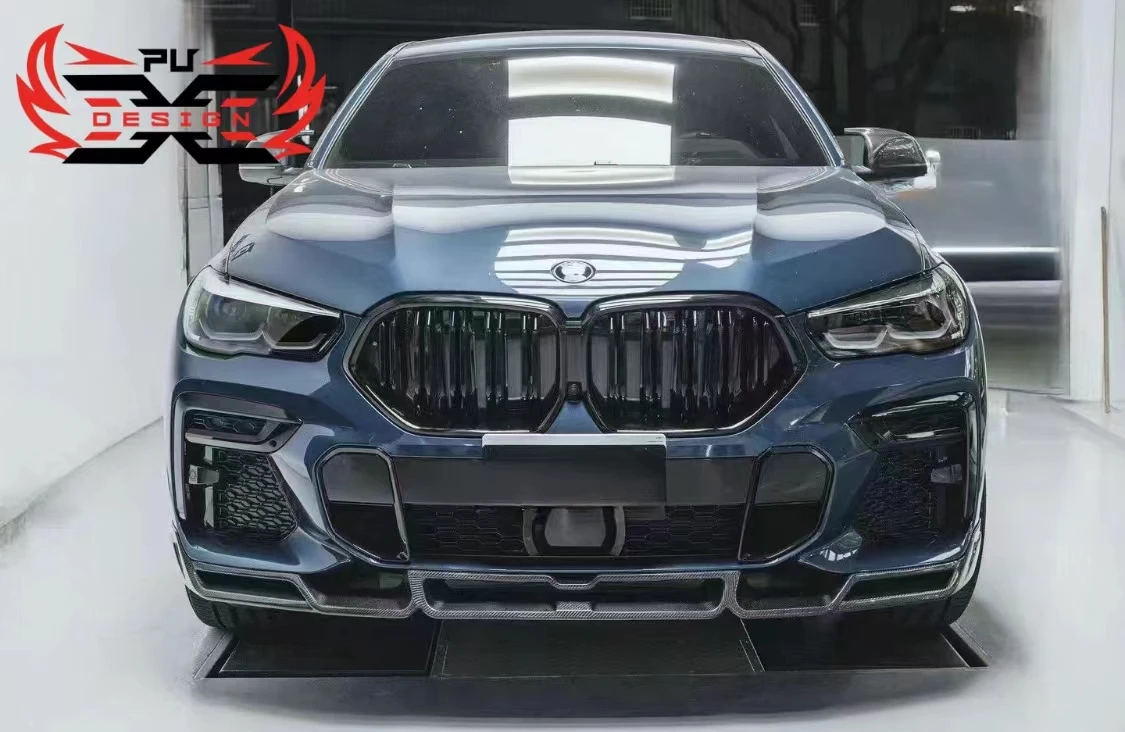 For BMW X6 G06 Front Grille Carbon Fiber LD Style Front Bumper Kidney Center Mesh Grill Grille