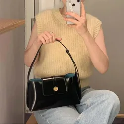 Underarm Bag Girls Genuine Leather Shoulder Handheld Crossbody Bag Simple Commuter Women's Bag Autumn and Winter New Style