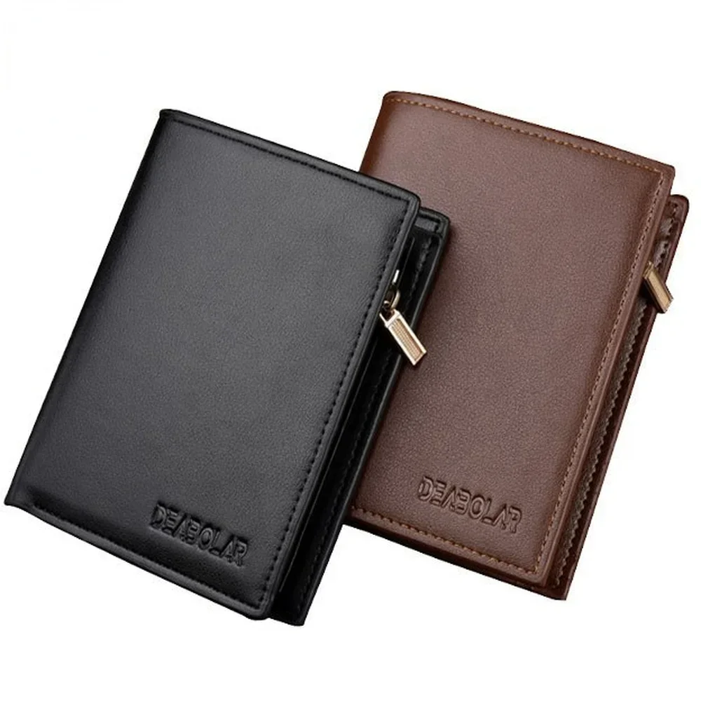 

New Men Wallets Short Pu Leather Purse Mens Zipper Money Bag Card Holder Porte Feuille Leather Coin Pocket Billetera Male