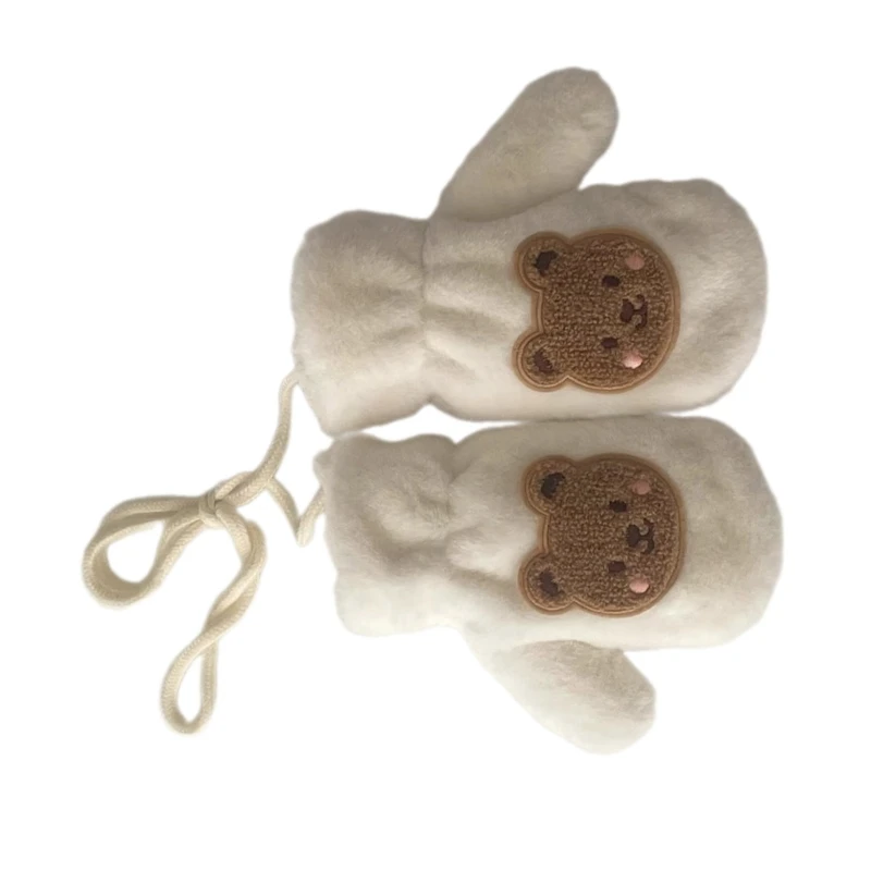 1 paio guanti in peluche con orso adorabile per bambini, guanti per bambini con motivo animale dei cartoni animati D5QA