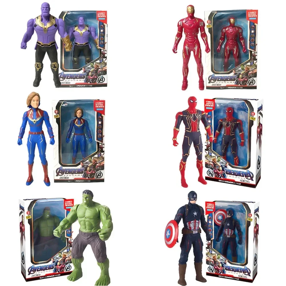 2024 Marvel Spiderman Hulk Ironman Anime Action Figure Toy Regalo di Natale Giunti mobili in PVC Collezione di bambole luminose Modello giocattolo