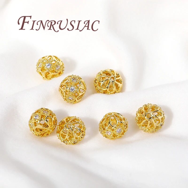 10mm 18K Gold Plated Round Spacer Beads For Jewelry,DIY Bracelets Necklaces Jewelry Making Accessories,Separators For Beads