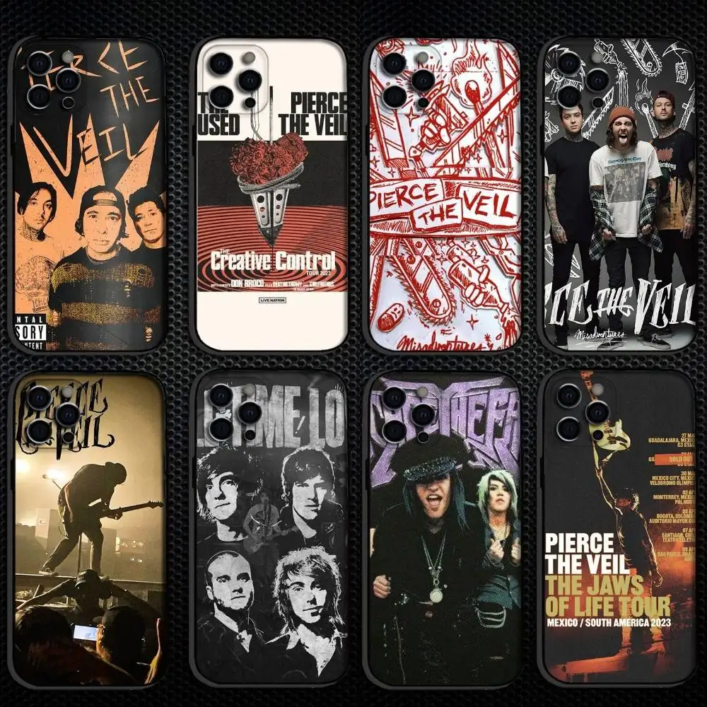 

Pierce veil band phone motif Phone Case For iPhone 16,15,14,13,12,11 Plus,Pro Max, Soft Silicone Black Cover