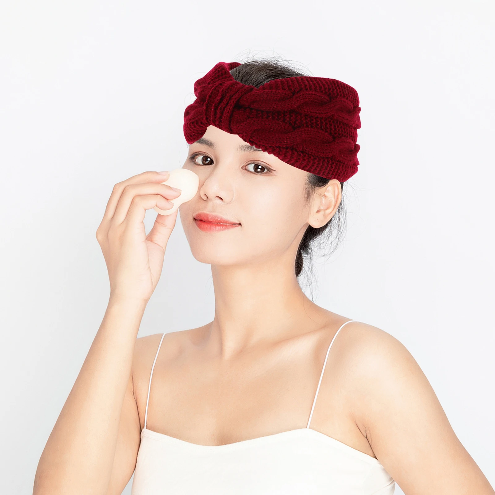 

4Pcs Women Headbands with Knot Design Warm Soft Turban Headband for Outdoor Skiing Snowboarding Fall Christmas Hair Decor