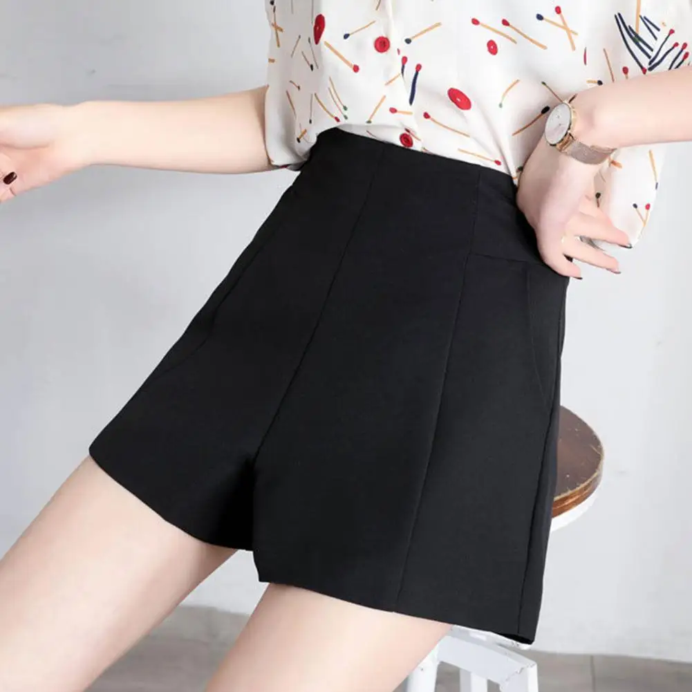 

Pocketed Women Shorts Stylish Plus Size Women's Summer Shorts with High Waist Hidden Zipper Closure Side Pockets for Commuting