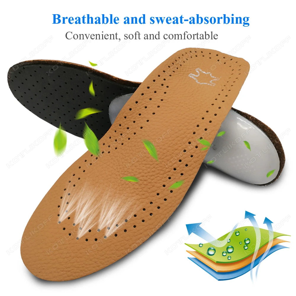 Picture 6: Children Leather Orthopedic Insole Severe Flat Feet High Arches Orthotic Instep Shoe Pad Latex Antibacterial Active Carbon Pads