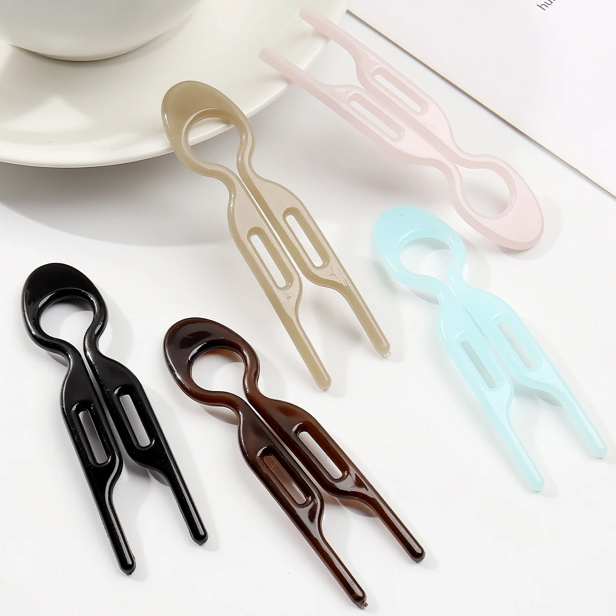 5pcs Simple universal small fish hairpinwomen's daily ball head small U-shapeddisc hair high-end multi-functionalhairpin