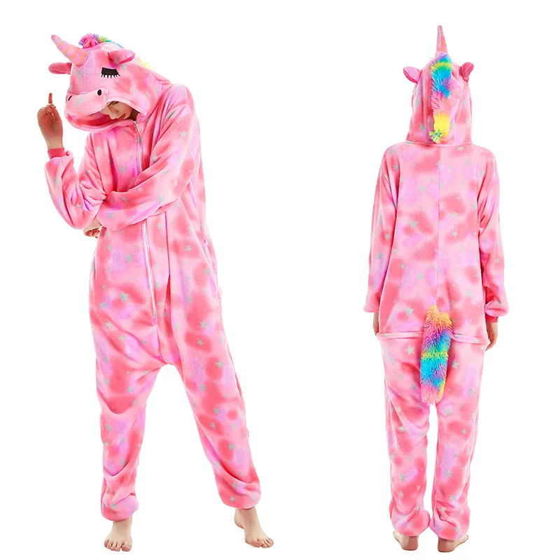 Kigurumi Unicorn Cartoon Onesies Kids Children Animal Pajamas Jumpsuits Women Men Sleepwear Onepiece Anime Cosplay Costumes