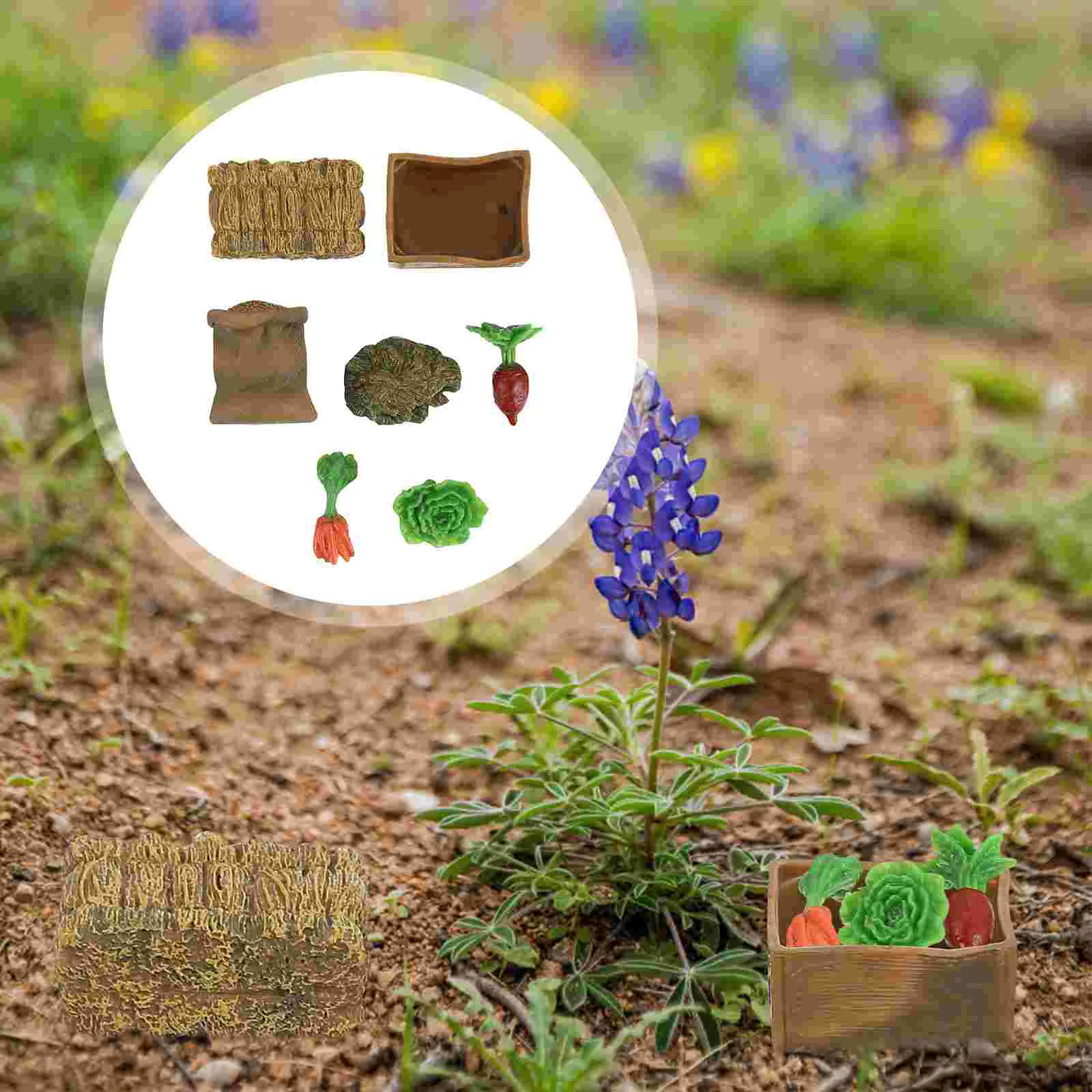 

7 Pcs Decor Plant Garden Vegetable Ornament Mini Farm Supplies Crafts Fairy Micro Landscape Props Ornaments Layout Sand Child