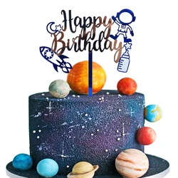 Outer Space Birthday Party Decoration Shiny Astronaut Cake Topper For Kid Baby Shower Supplies Spaceman Theme Party Favors Decor