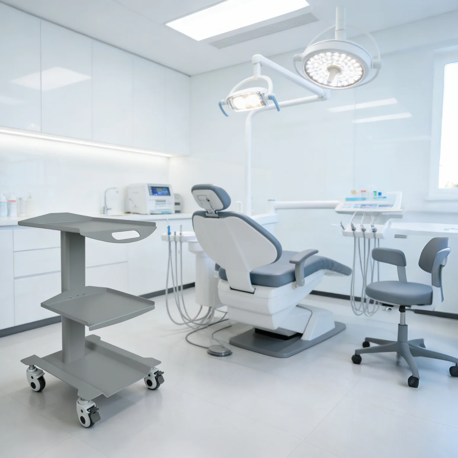 Dental Mobile Cart 3 Layer Medical Trolley Stainless Steel Clinic Instrument Cart with Lockable Wheels for Hospital Use