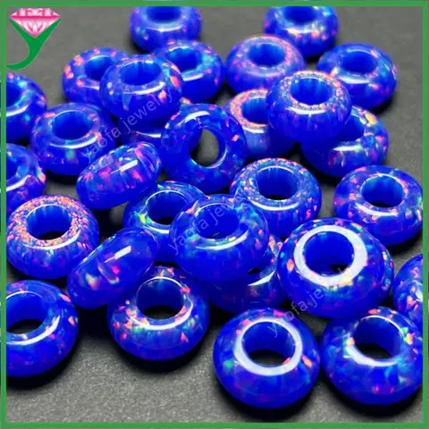 14mm With 6mm Big Hole Flat Jelly Opal Bead Charm Fit DIY Jewelry