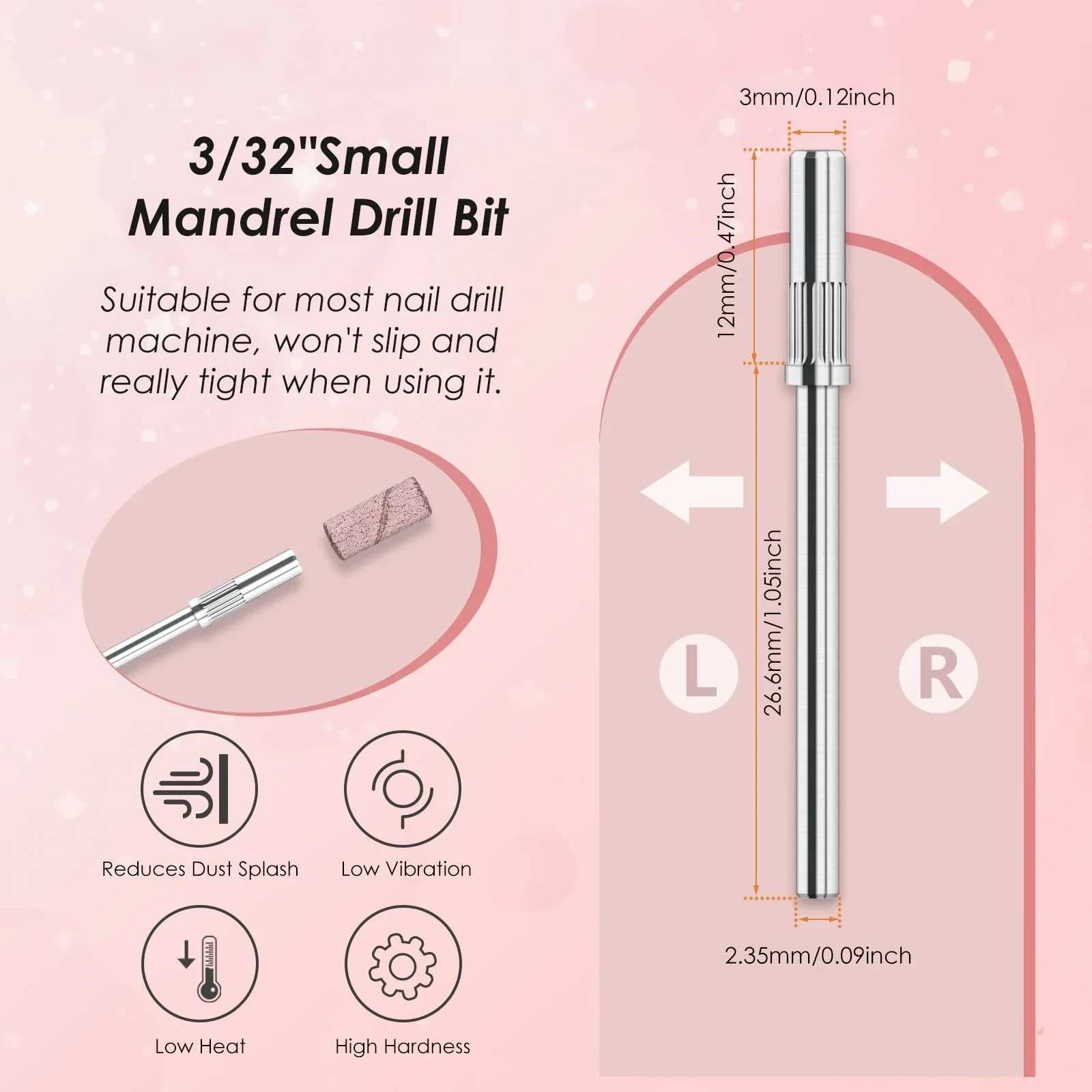 50Pcs Small Sanding Bands Set Upgrade Design 3.1mm Nail File for Acrylic Nails Gel Manicures and Pedicure with Small Mandrel Bit