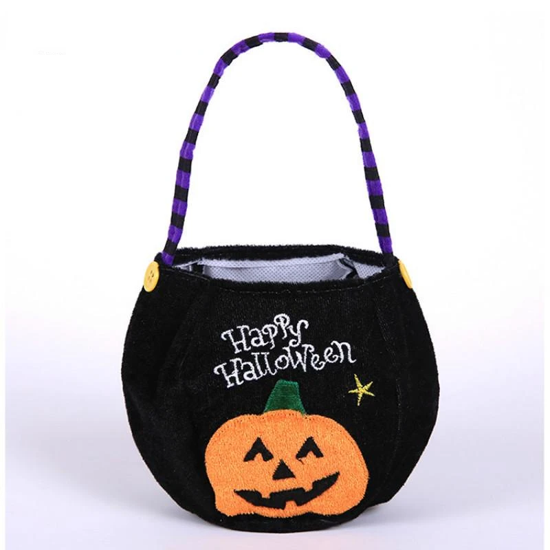 Halloween Candy Bag Decorative Cloth Bag Children\'s Handheld Pumpkin Bag Gift Bag Prop Accessories Supplies