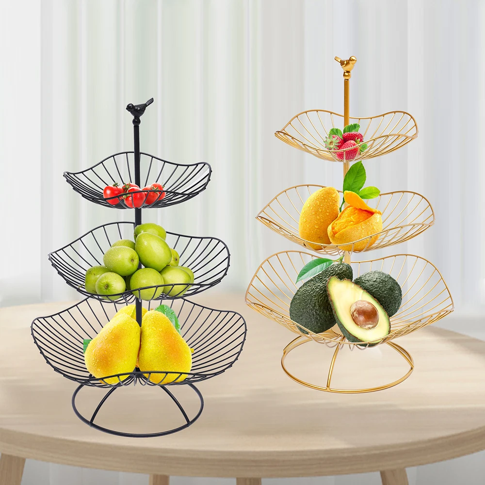 3 Tiers Fruit Basket Vegetable Metal Display Bowl Stand Kitchen Storage Rack