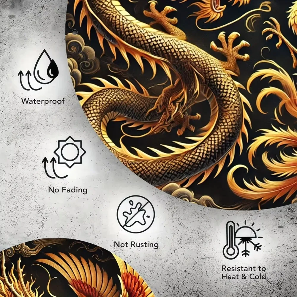 RusticMythArt ®   ديكور حائط معدني - تنين وفينيكس |   تفاصيل مرسومة باليد |   لافتة للنظر |   مثالية للهدايا تحت عنوان