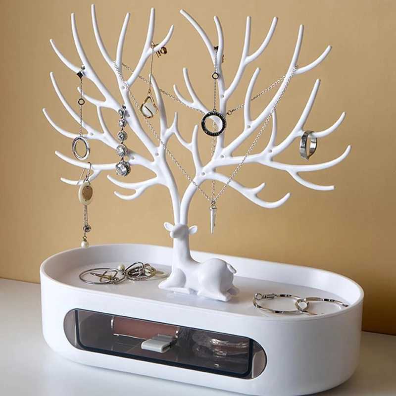 

Стойка для ювелирных изделий, рога, серьги, ожерелья, кольца, дисплей, браслет, органайзер для ювелирных изделий с оленями, чехлы-подставка, поднос, дерево, подарки для женщин