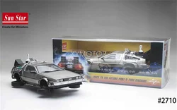 Sunstar 1/18 For DeLorean DMC-12 Diecast Model Car Back to future II car Time Machine Fold wheel Hobby Gifts Collection Display