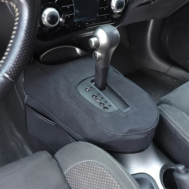 

High-solid Sheepskin Leather Black Car Center Console Protective Cover Trim For Nissan Juke Infiniti ESQ 2011-19 Car Accessories