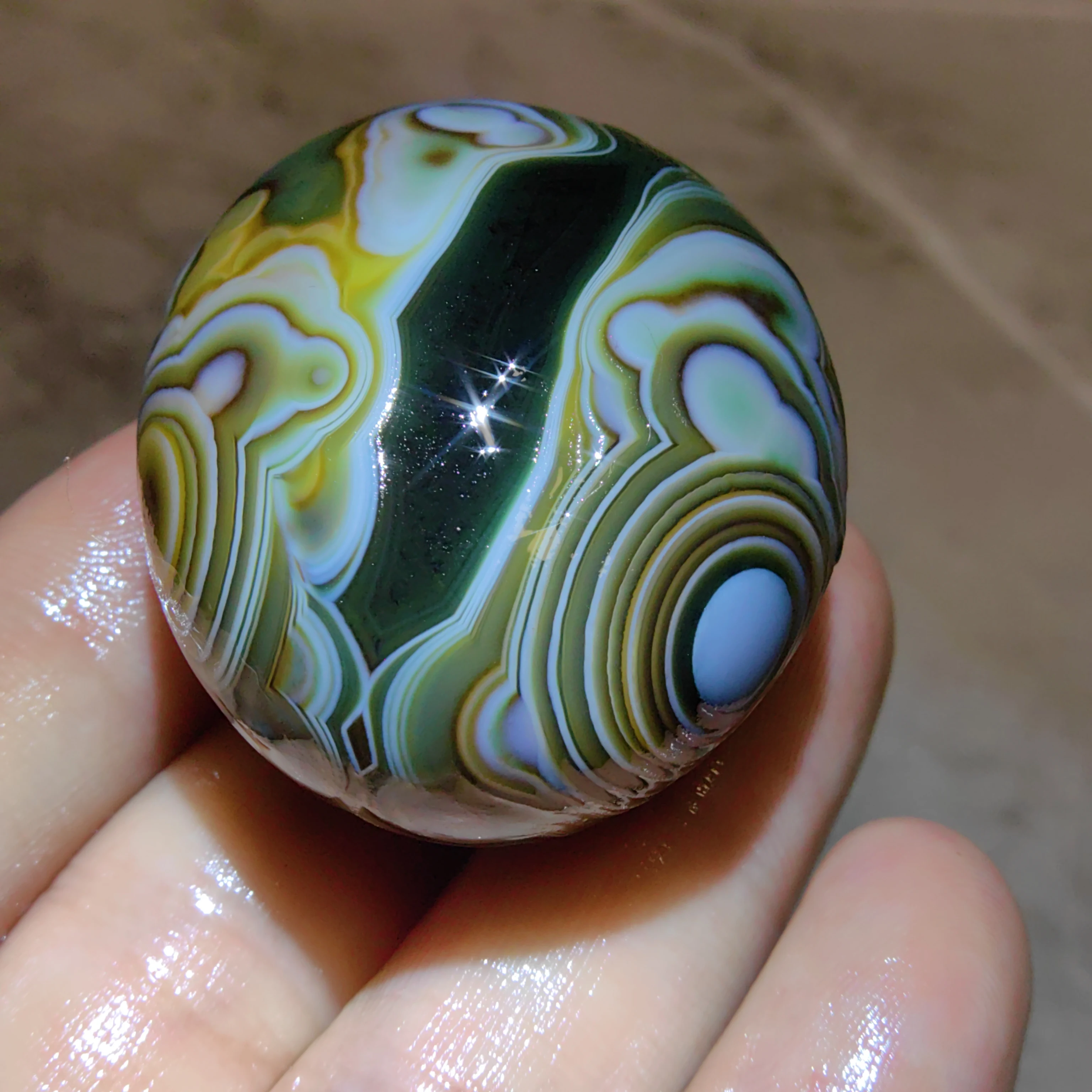 Natural Flower Eye Agate Egg with Silk Eye & Cloud Sea Pattern for Against Negativity, Ward Off Evil DIY Amulet Jewelry Decor