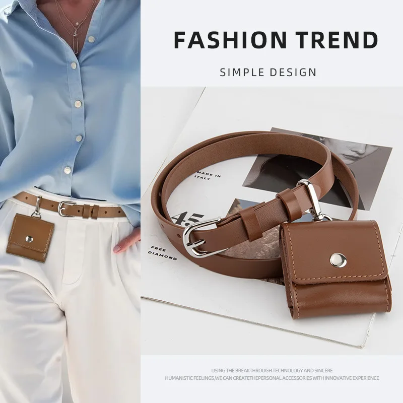 

Belt bag integrated genuine leather waist hanging headphone bag, women's niche design belt