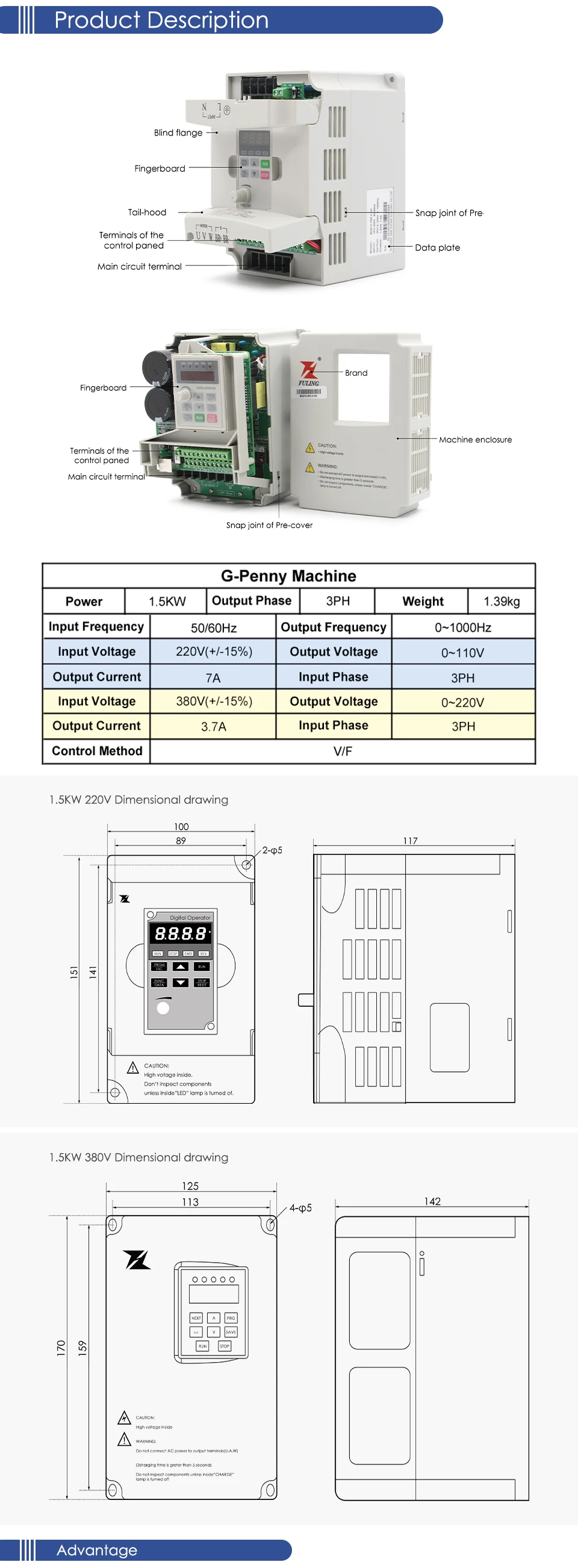 G-Penny 1,5 kW ER16 CNC-Spindelmotor, 80 mm, 110 V/220 V, Metallbearbeitungsspindel, VFD-Frequenzumrichter, Halterung, Wasserpumpe – Detail 13