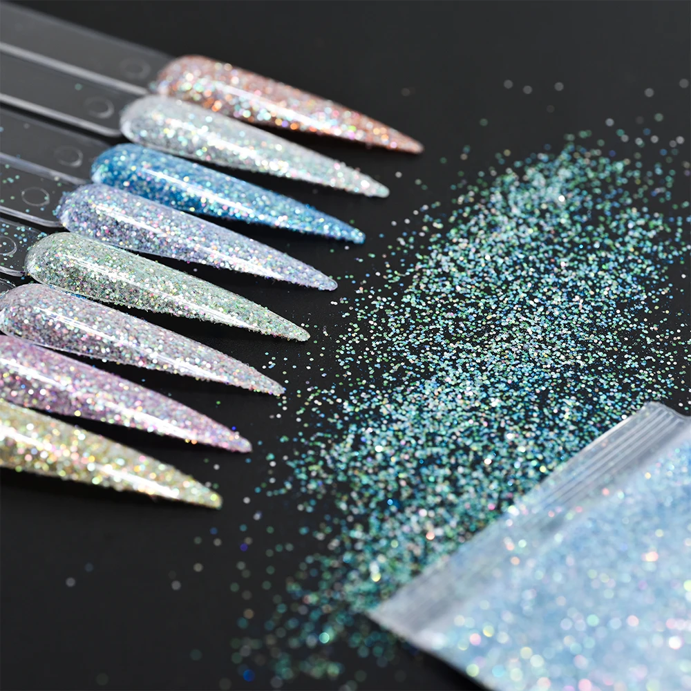 

10g/Bag Iridescent Holographic Nail Glitter Sequins Chrome Pigment Nail Art Shinning Powder Gel Polish Flake Manicure Decoration