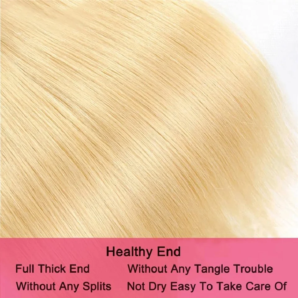 Paquetes de cabello humano lacio 613 Remy extensiones 1/3/4 piezas rubio teñido 613 lacio para mujeres 36 38 40 pulgadas 4