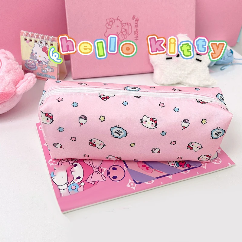 Sanrio Hello Kitty Pencil Pouch Large Capacity Pen Case Kt Cat Cosmetic Bag Girls Student Supplies Stationery Gifts