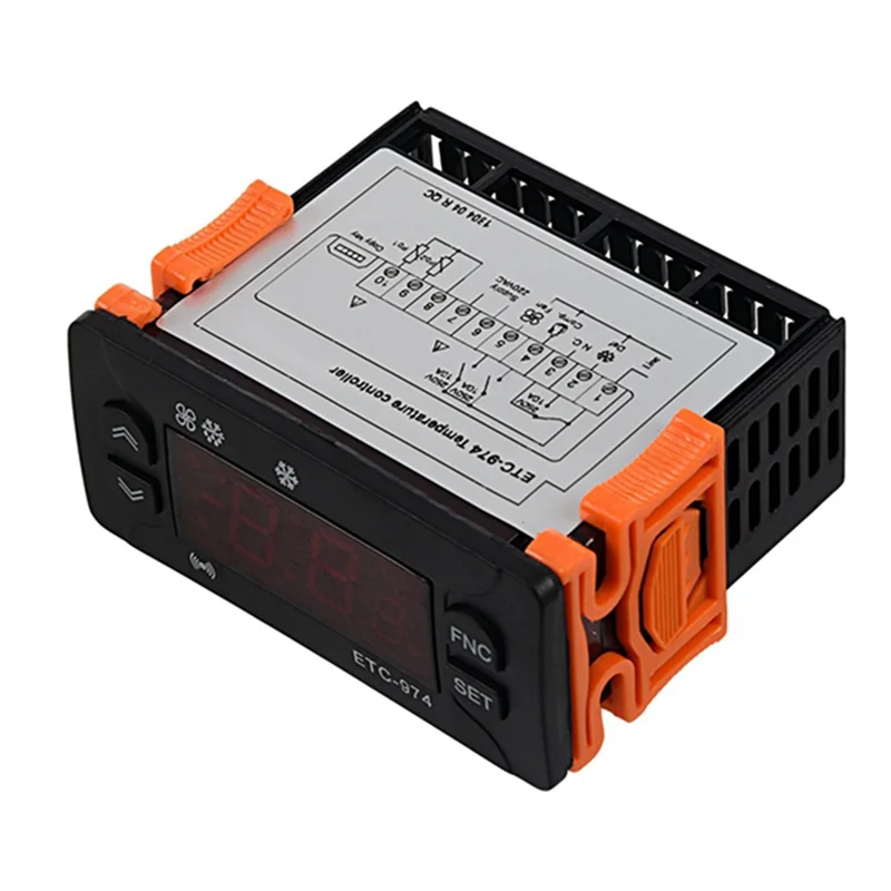 ETC-974 Mini controlador de temperatura refrigerador termostato regulador termorregulador termopar NTC Sensor Dual