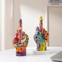 Graffiti Middle Finger Hand Gesture Polyresin Figurine Home Decor Sculpture Decoration Accessories Shelf Pop Modern Art