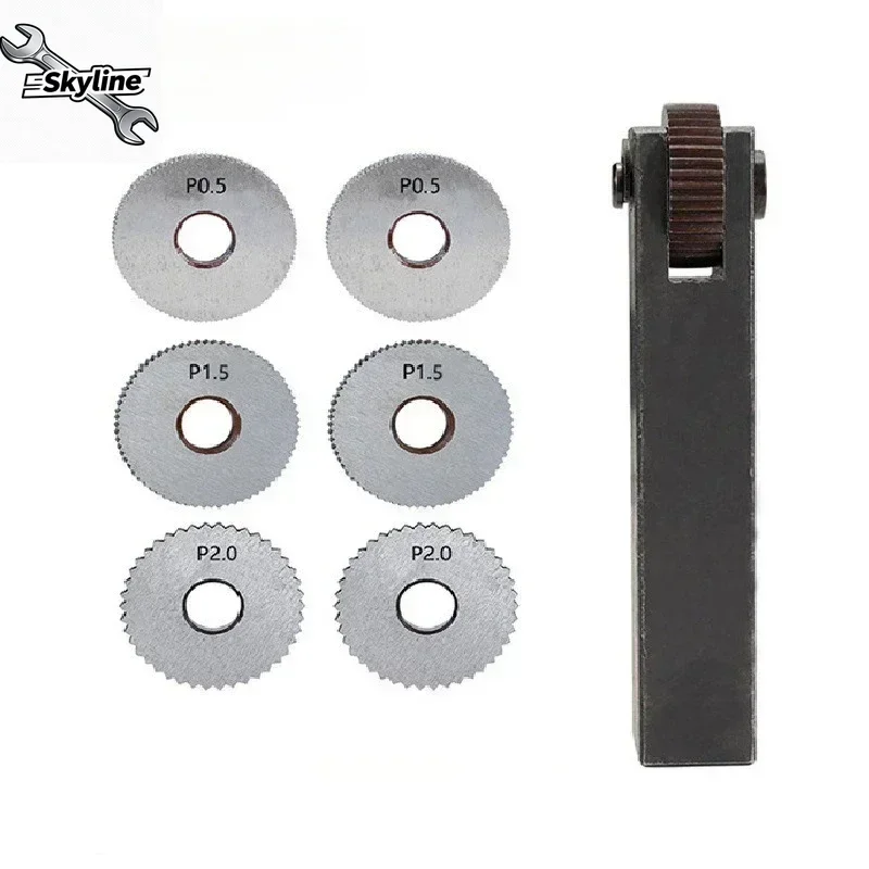 Single Wheel Straight Linear Knurling Tool Set 7pcs Pitch 0.5 1.5 2mm Lathe Tools