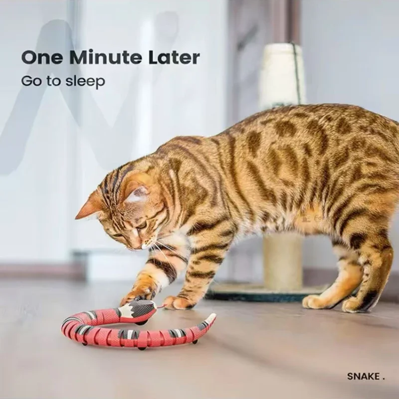 

Pet Prank Toys, Automatic Sleep Electric Induction Toy Snake with Realistic Skin with Squeaky Sound prank toys funny cat toy