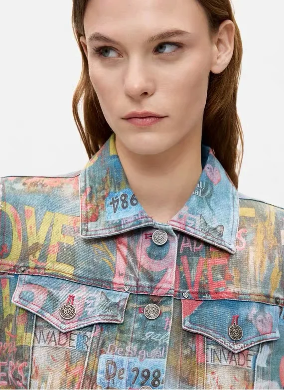 Spanish Original Single New Women's Fashion Loose Cowboy Coat Embroidered Patchwork Knitted Sleeves