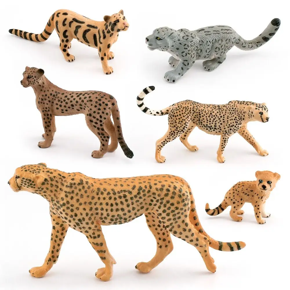 Realistic Leopard Action Figures Animal Model Simulation Snow Leopard Model Ornament Educational Cheetah Leopard Figures