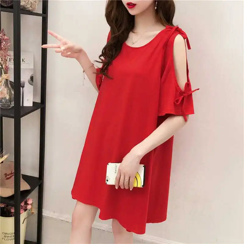 Grande taille femmes T-irt oulder Bared ort Sve coupe ample couche de Base printemps été Faion coréen Sle rond Ne haut