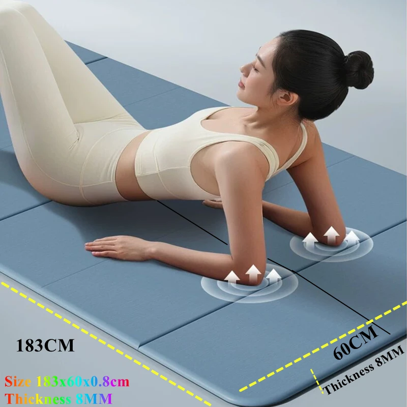 

Коврик для йоги 183x60x0,8 см, двухсторонний нескользящий коврик для йоги, водонепроницаемый складной коврик для тренировок в тренажерном зале, складной дорожный коврик для фитнеса