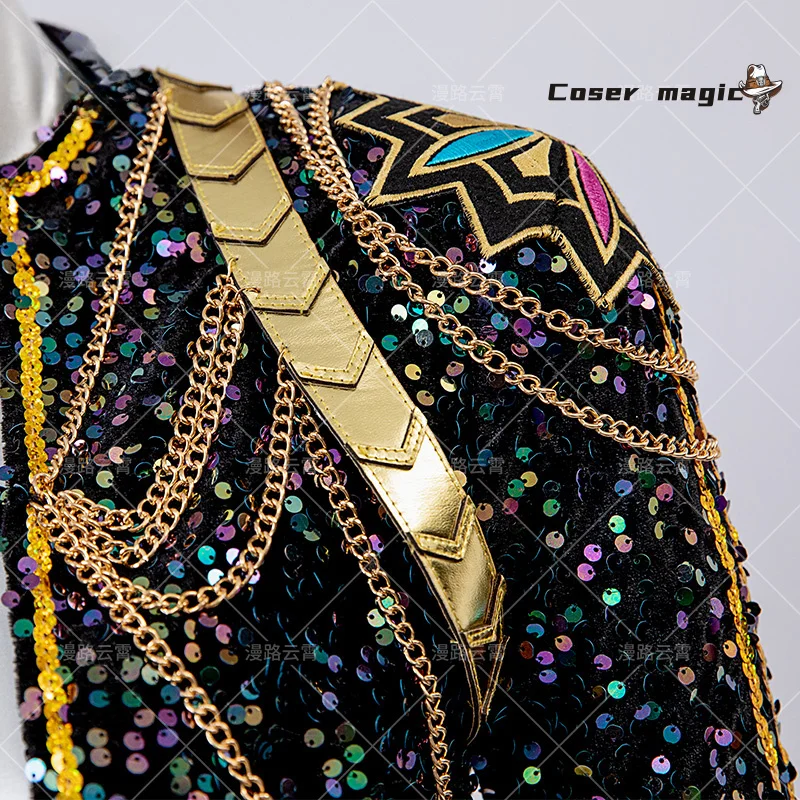 أزياء أنيمي KPop شيطان الصيادين رومي التأثيرية شعر مستعار الذهب الأسود المرحلة الزي هنتركس موحدة حفلة الهالوين النساء الفتيات كرنفال