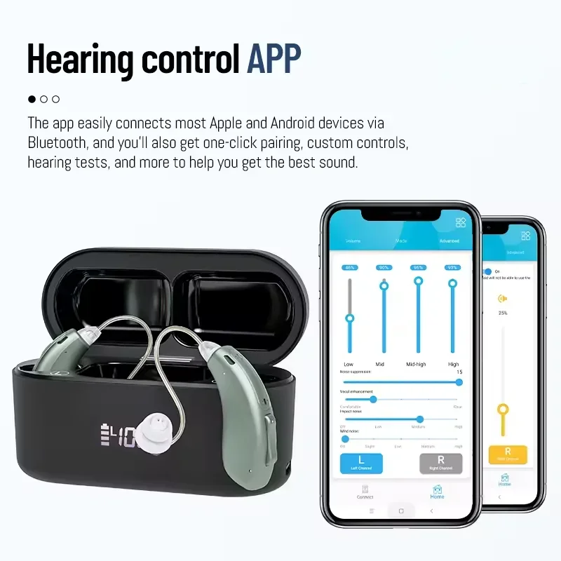 16 Channel Digital Rechargeable Hearing Aids With Blue Tooth BTE Ear Hear Aid Mobile APP Control High Sound Gain