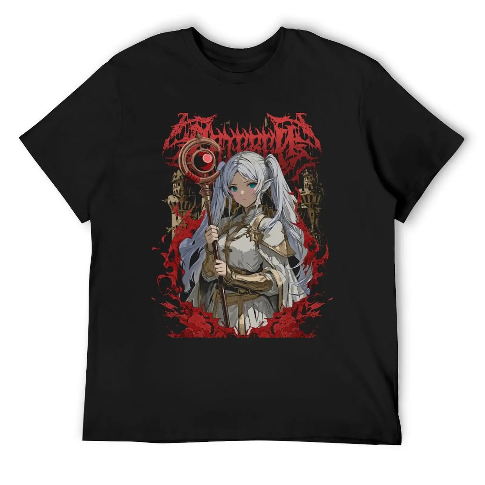 Frieren Heavy Metal Art T-Shirt summer top anime stuff clothes for men