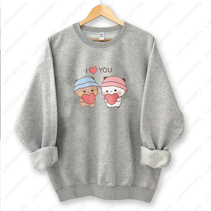 Bubu Dudu زوجين هدية عيد الحب البلوز الرجال النساء Kawaii Harajuku اليابانية أوتاكو البلوز لطيف مضحك للجنسين كل مباراة هوديي #4