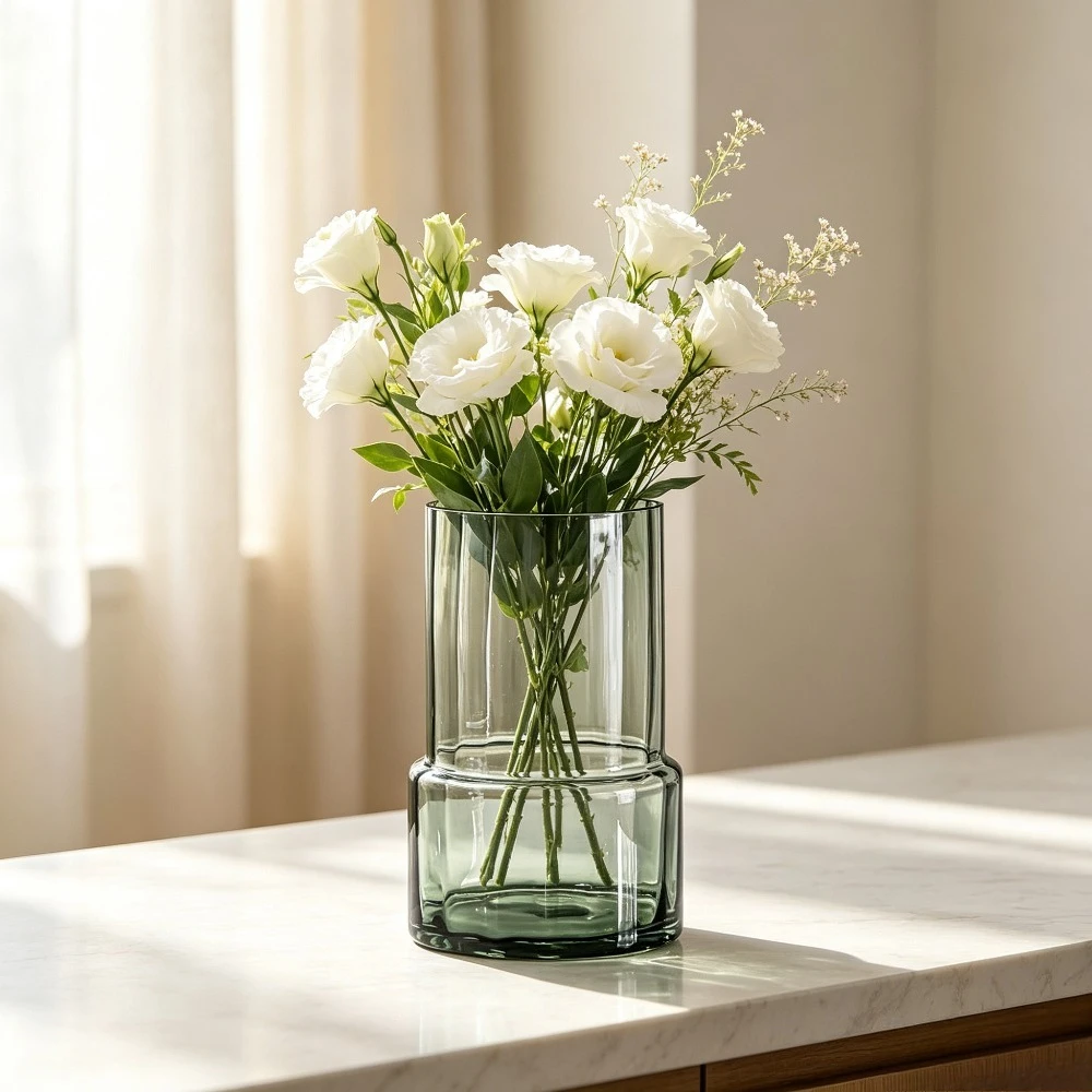 Heavy Calibre Glass Vase  Modern Minimalist Creative Flower Arrangement Container Home Living Room Tabletop Ornament