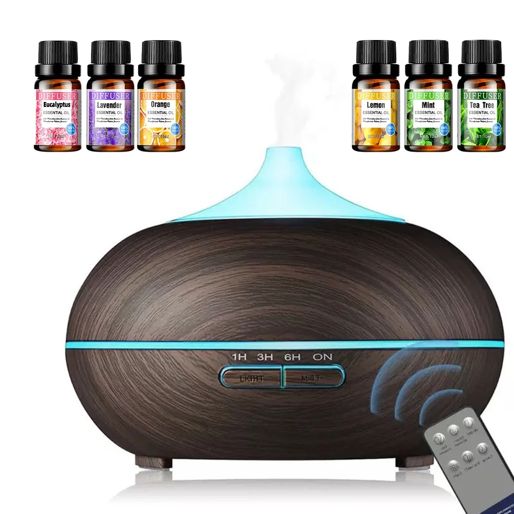 

Ultrasonic Aromatherapy Diffuser with 6 Essential Oils, Remote Control, Auto Shut Off & 7 Color LED Cool Mist Humidifier for La