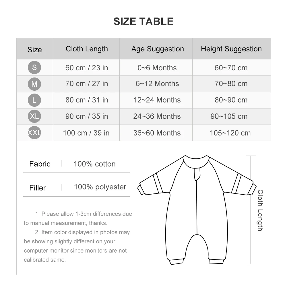 Sleeping Bag For Children 1-4 Years Neck Protection Warm Windproof 3 Zippers Design Removable Sleeves Baby Sleeping Bag 2.5Tog