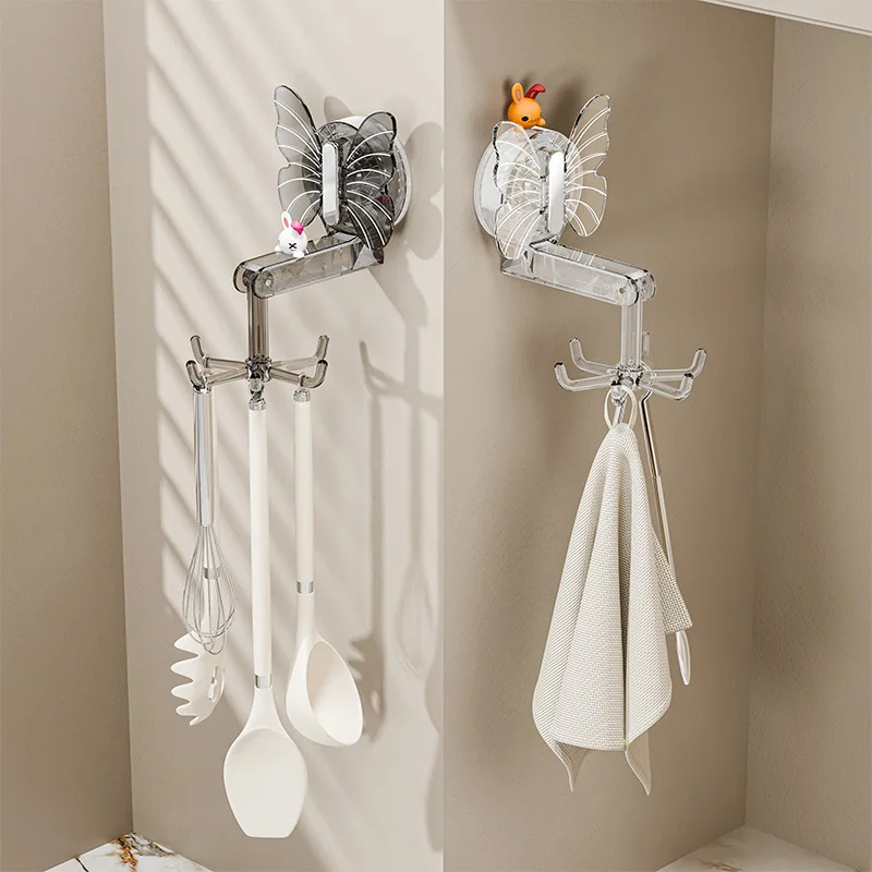 Creative Butterfly Shaped Sucker Hook Multi-purpose Wall Hanging Rotatable Hook with Suction Cup Bathroom Kitchen Hook Shelves